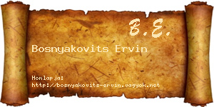 Bosnyakovits Ervin névjegykártya