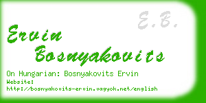 ervin bosnyakovits business card